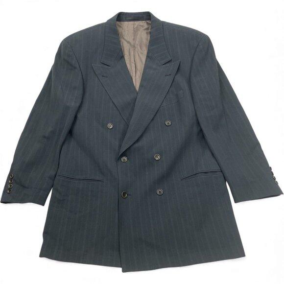 Hugo Boss Celsius Omega Double Breasted Wool Blazer Sport Coat Jacket Men's 46R - Picture 1 of 11